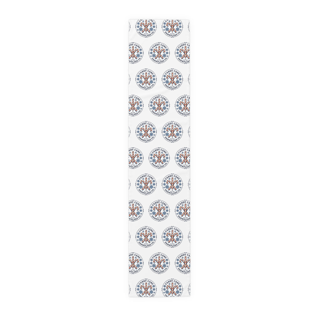Holiday Candy Cane Logo Table Runner - Festive Christmas Dining Decor