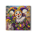 Mardi Gras Jester Ceramic Coaster — Colorful Carnival Mask & Beads Drink Coaster