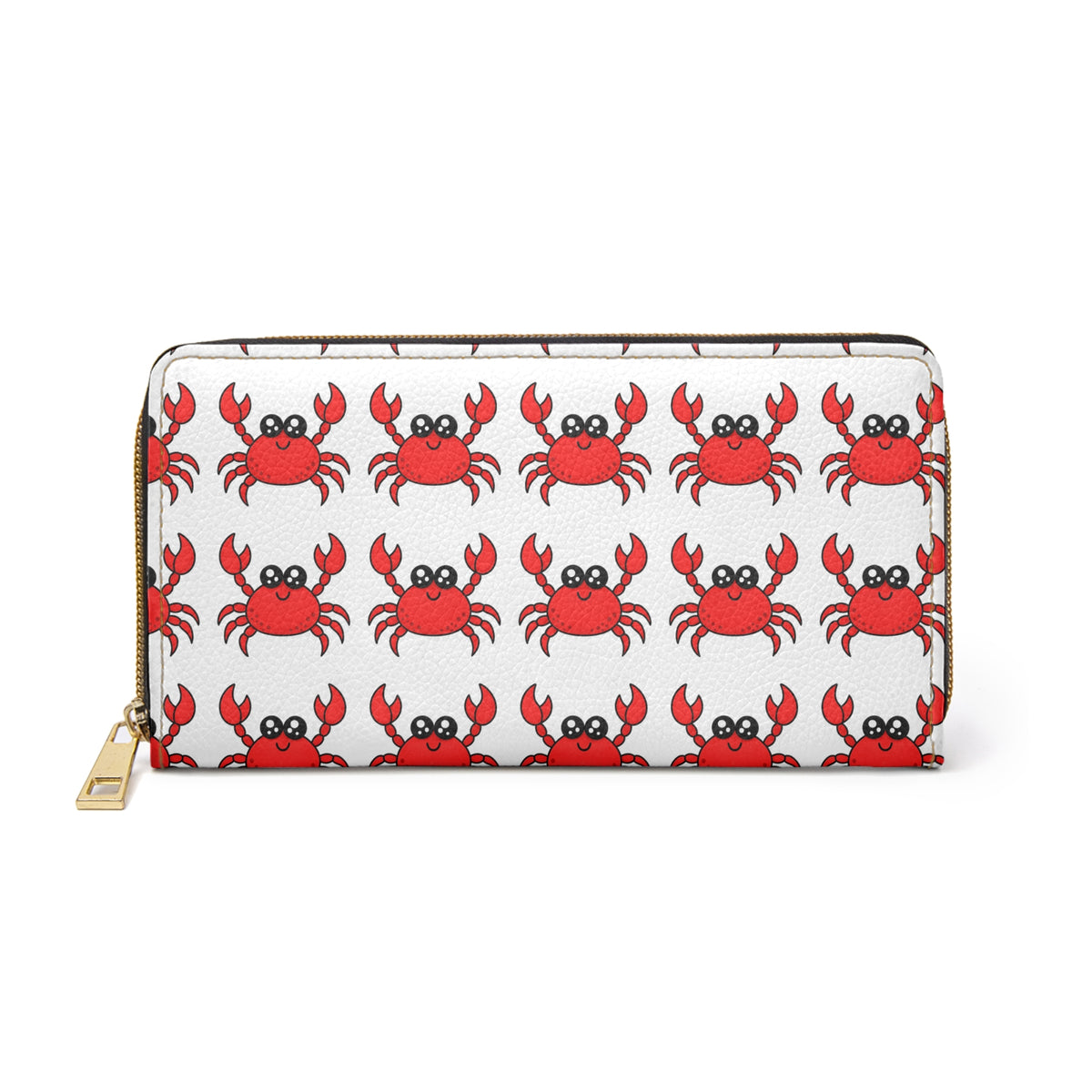 Crab Pattern Zipper Wallet — Cute Red Crab Print Wallet
