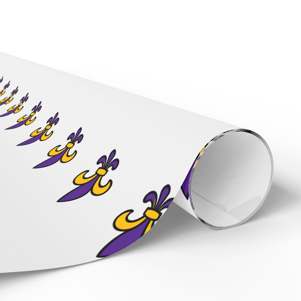 Fleur-de-lis Pattern Wrapping Paper — Purple & Gold Decorative Gift Wrap