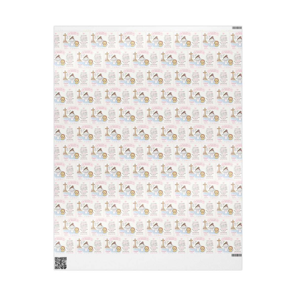 Little Lioness of Faith – Baby Girl Baptism Wrapping Paper-6