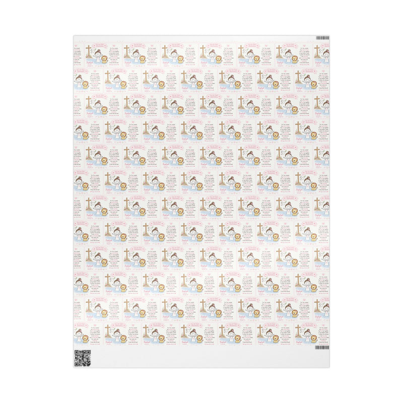Little Lioness of Faith – Baby Girl Baptism Wrapping Paper-zoom-