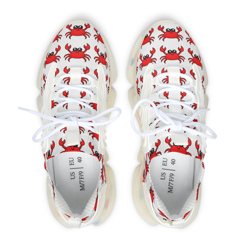 Crab Print Mesh Sneakers — Women's Cute Coastal Casual Shoes