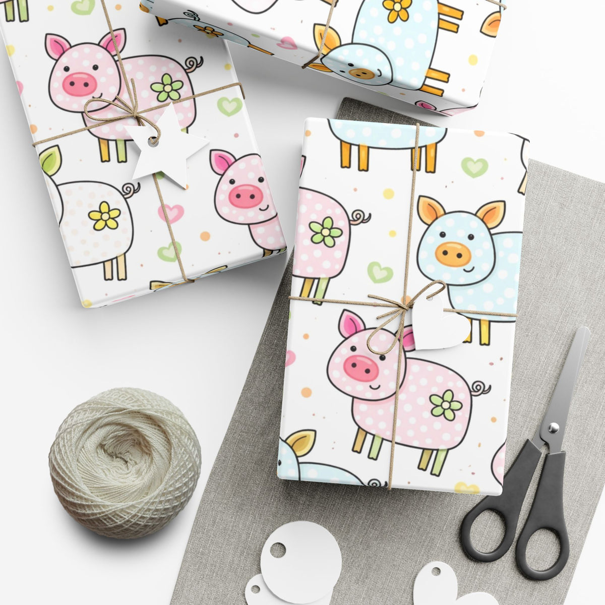 Pig Pattern Gift Wrap Paper – Cute Pastel Farm Animal Wrapping Roll