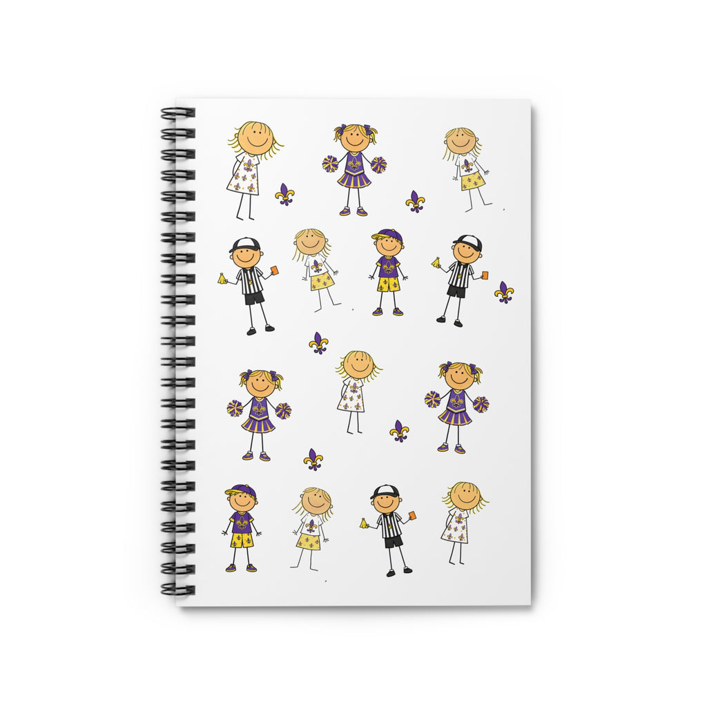 Kids Cheerleader Pattern Spiral Notebook — Cute Cheer Squad Ruled Journal