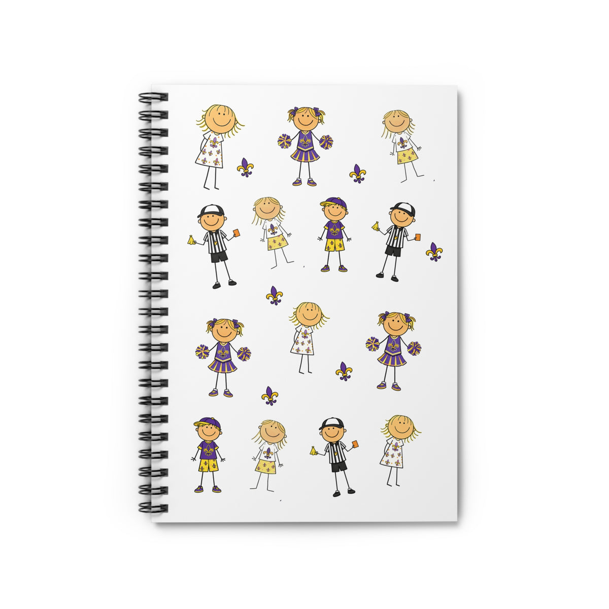 Kids Cheerleader Pattern Spiral Notebook — Cute Cheer Squad Ruled Journal