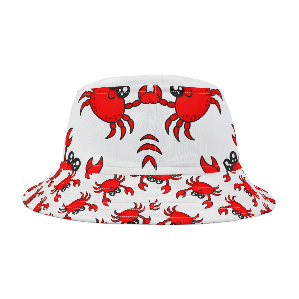 Cute Red Crab Pattern Bucket Hat — Fun Beach Sun Hat