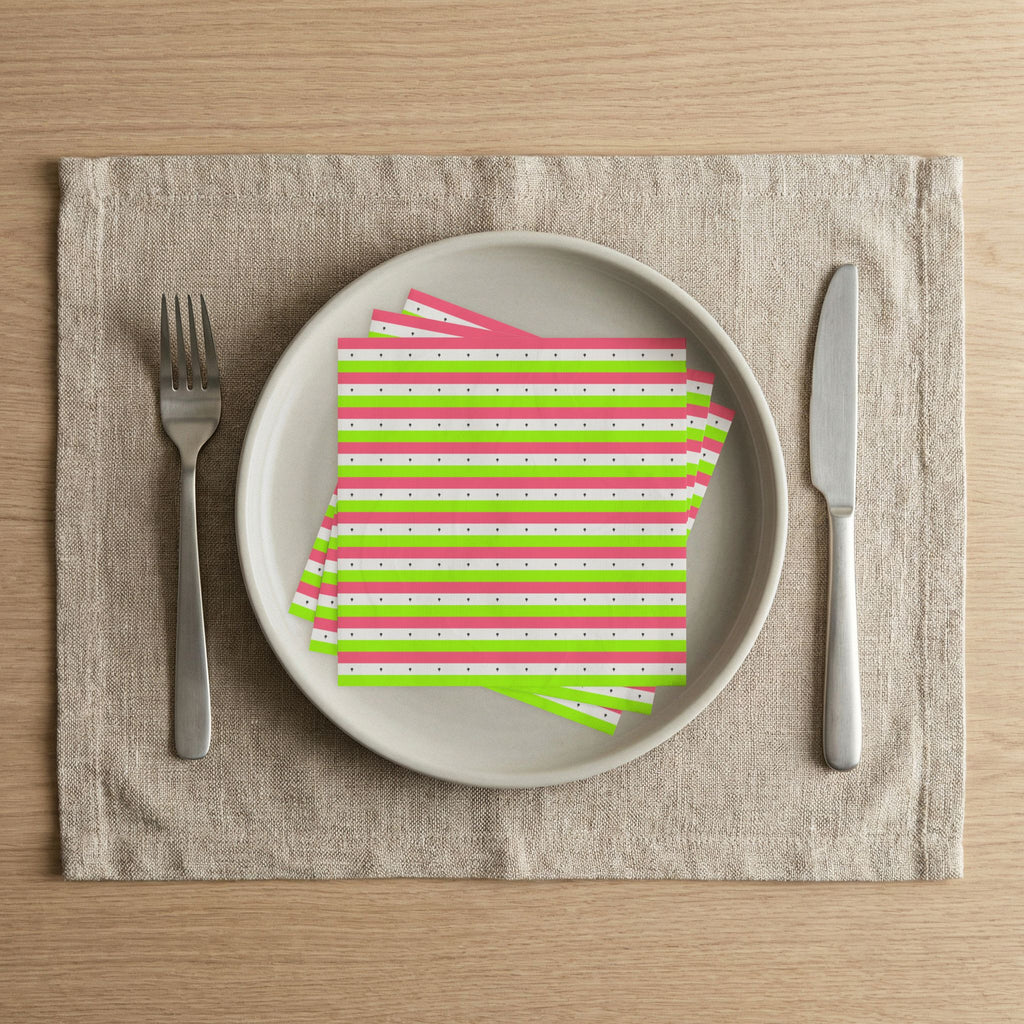 Striped Party Napkins — Pink, Lime & Polka Dot Cocktail Napkins