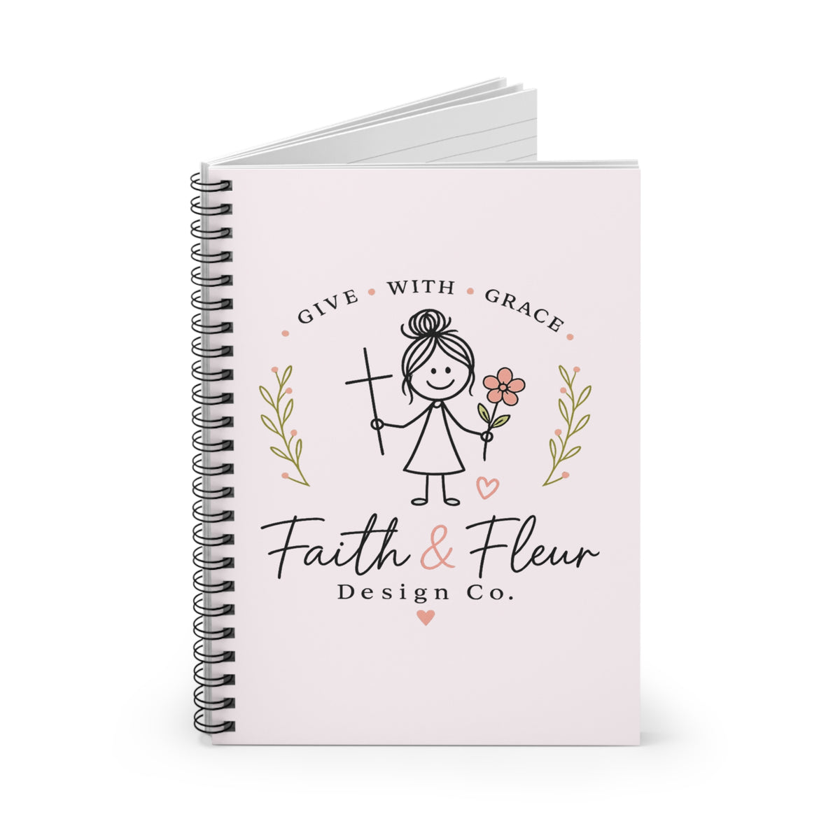 Faith & Fleur Spiral Notebook — "Give With Grace" Floral Christian Journal