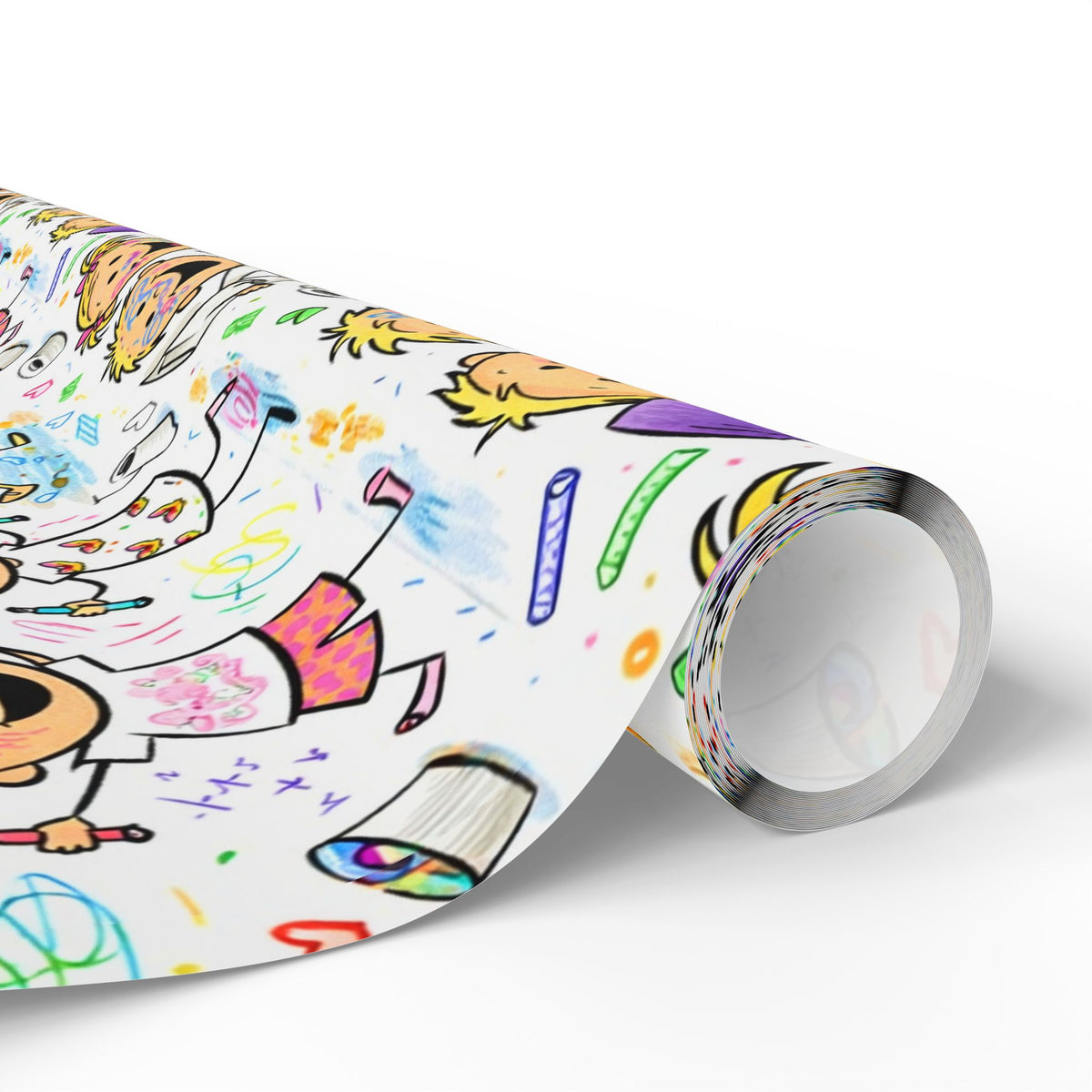 Wrapping Paper Roll — Colorful Kids Doodle Pattern, Fun Birthday & Party Gift Wrap