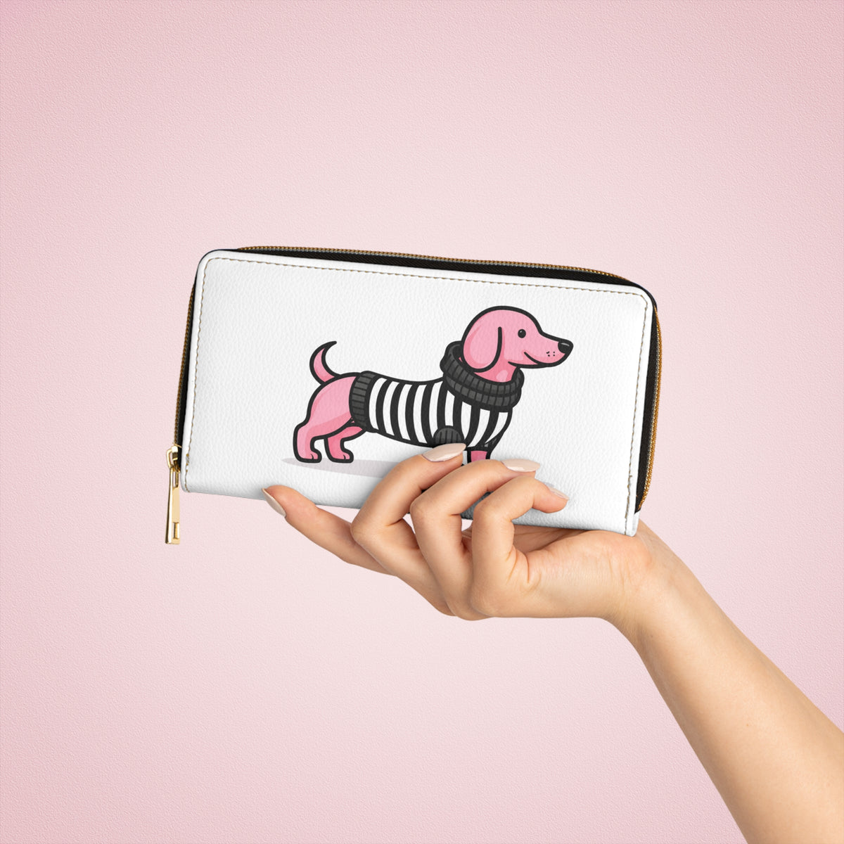 Breast Cancer Isn’t for Weenies Zipper Wallet — Pink Dachshund Awareness Wallet