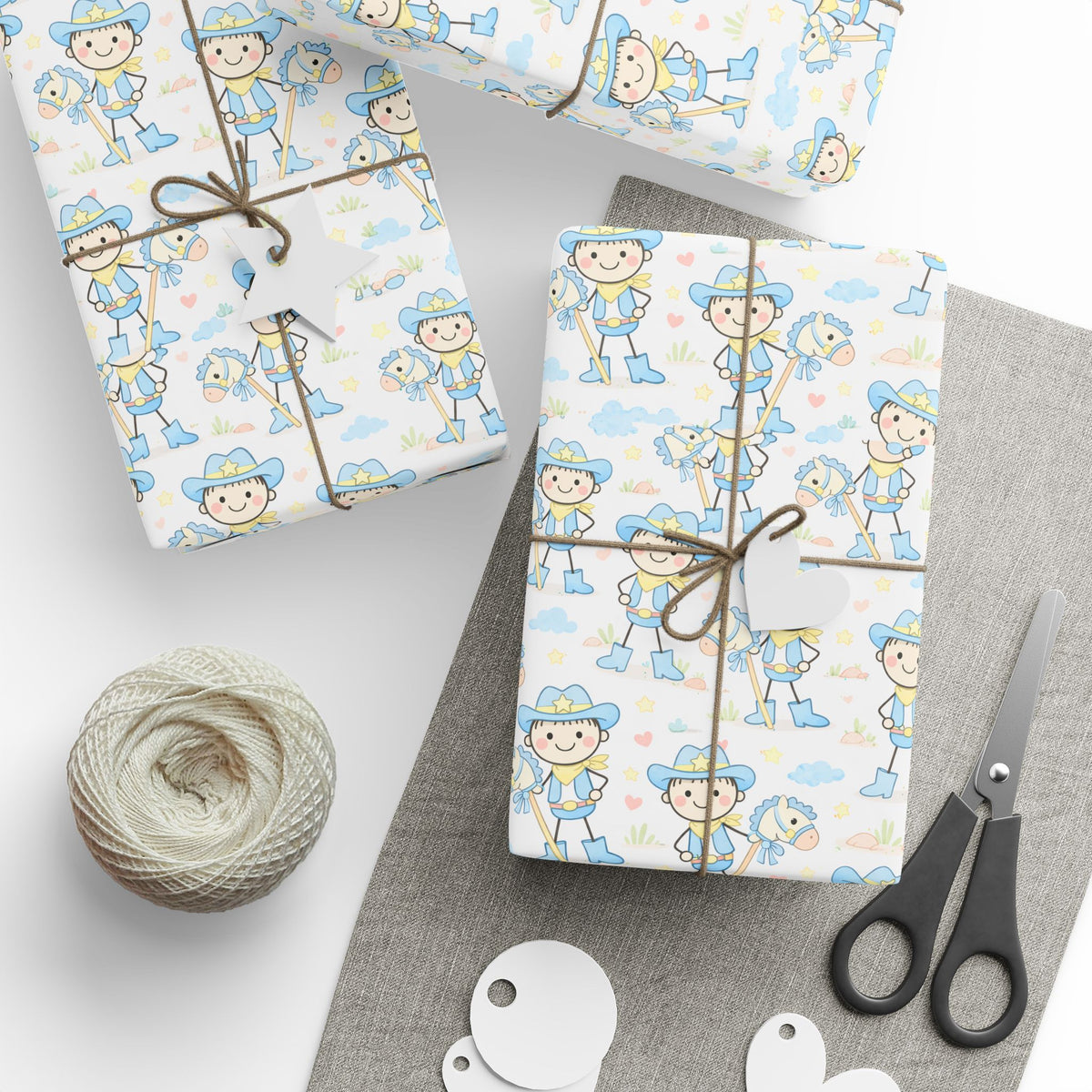 Cute Baby Shower Wrapping Paper – Blue Stork & Baby Pattern