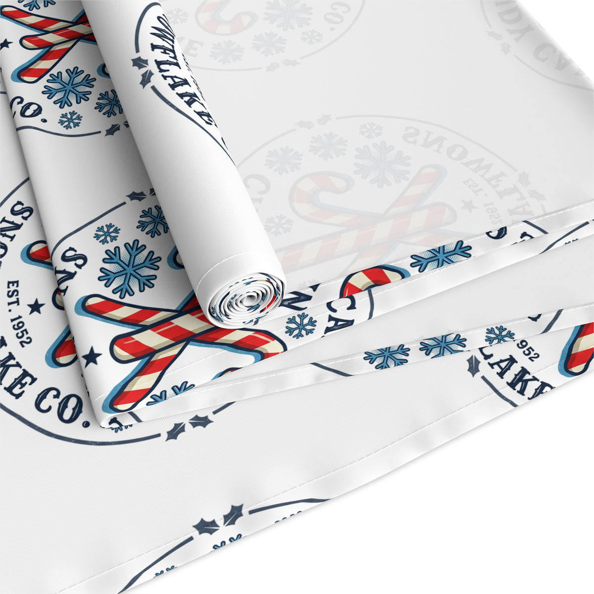 Holiday Candy Cane Logo Table Runner - Festive Christmas Dining Decor