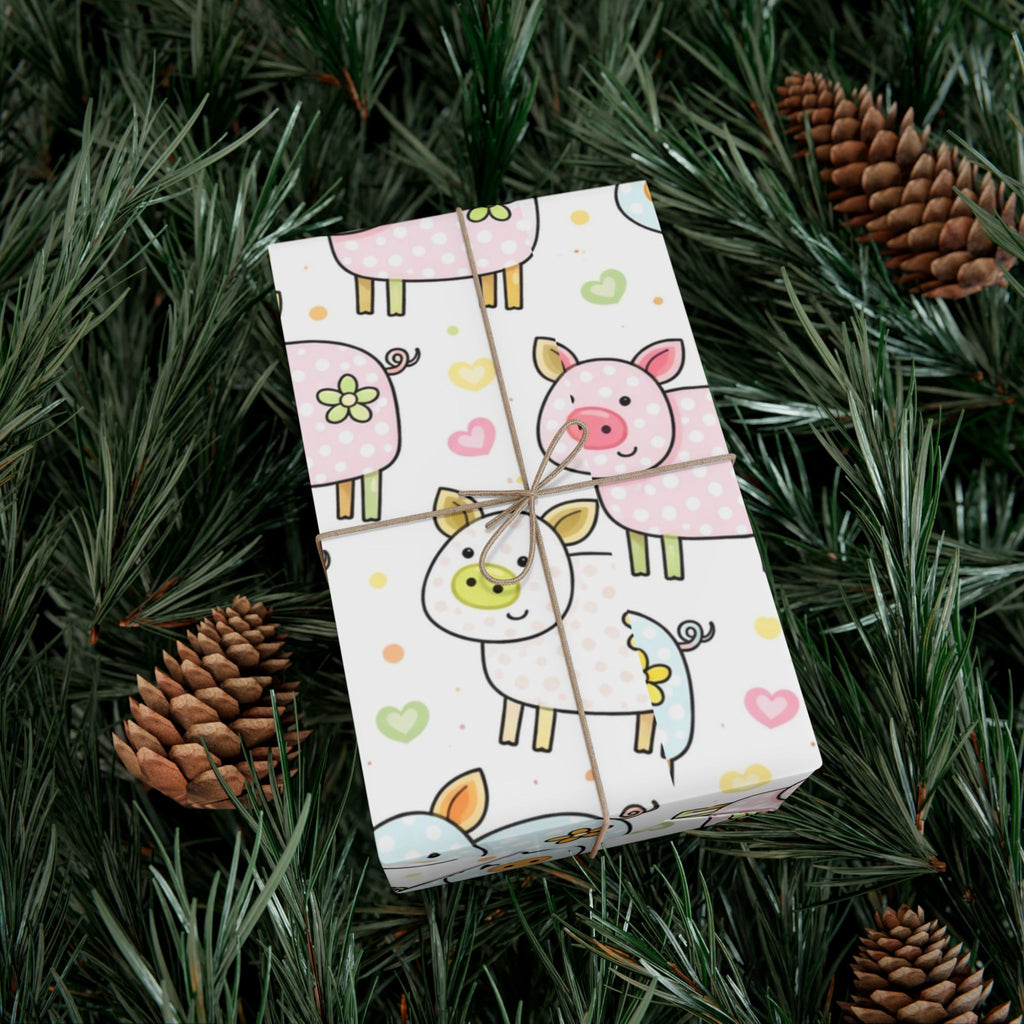 Pig Pattern Gift Wrap Paper – Cute Pastel Farm Animal Wrapping Roll