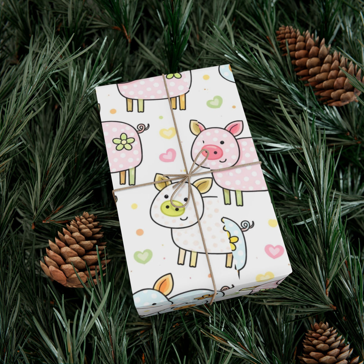 Pig Pattern Gift Wrap Paper – Cute Pastel Farm Animal Wrapping Roll