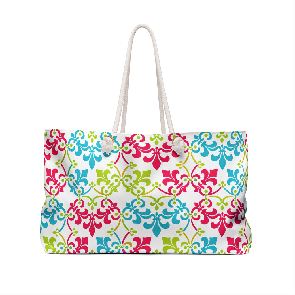 Colorful Damask Weekender Bag – Bright Floral Travel Tote
