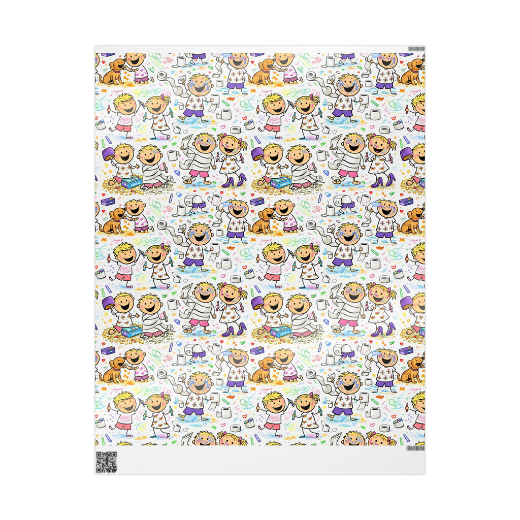 Wrapping Paper Roll — Colorful Kids Doodle Pattern, Fun Birthday & Party Gift Wrap