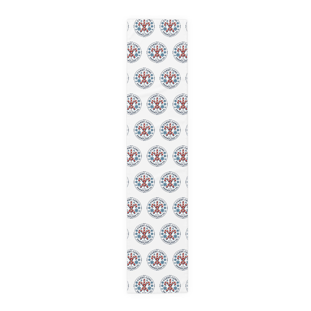 Holiday Candy Cane Logo Table Runner - Festive Christmas Dining Decor