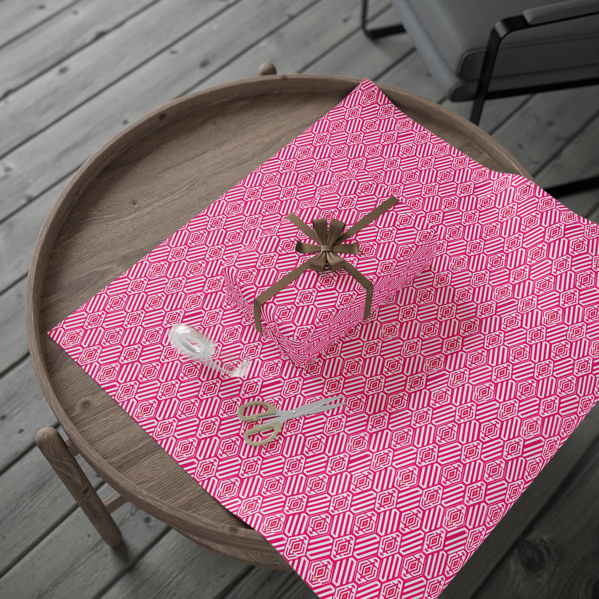 Hot Pink & White Geometric Wrapping Paper — Bold Modern Gift Wrap