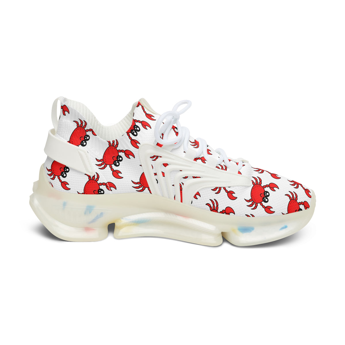 Crab Print Mesh Sneakers — Women's Cute Coastal Casual Shoes