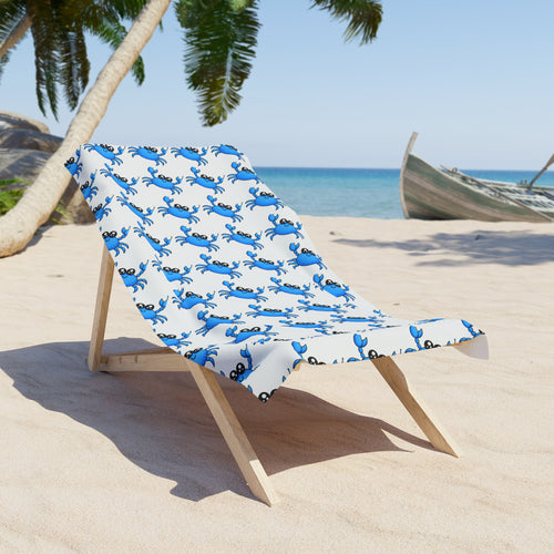 Blue Crab Pattern Beach Towel — Cute Coastal Beach Towel for Summer & Tropical Getaways