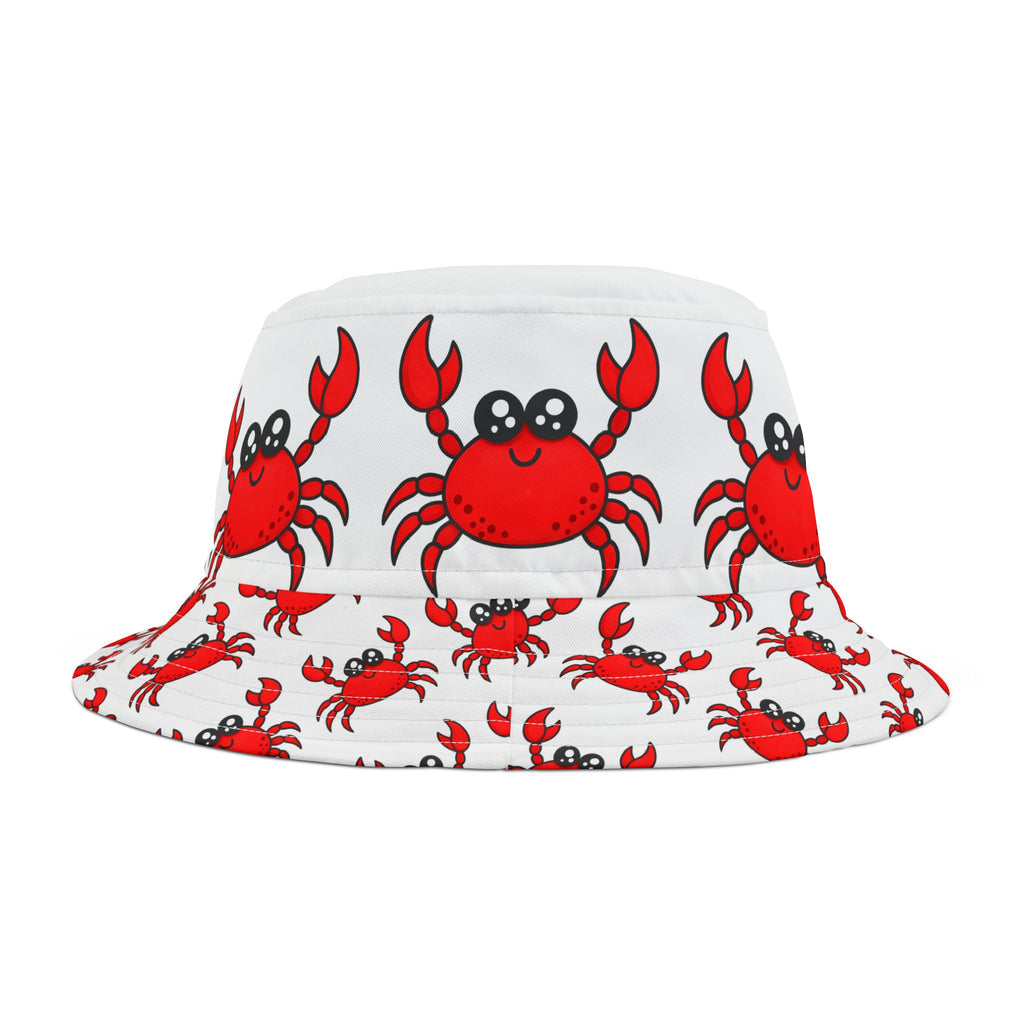 Cute Red Crab Pattern Bucket Hat — Fun Beach Sun Hat