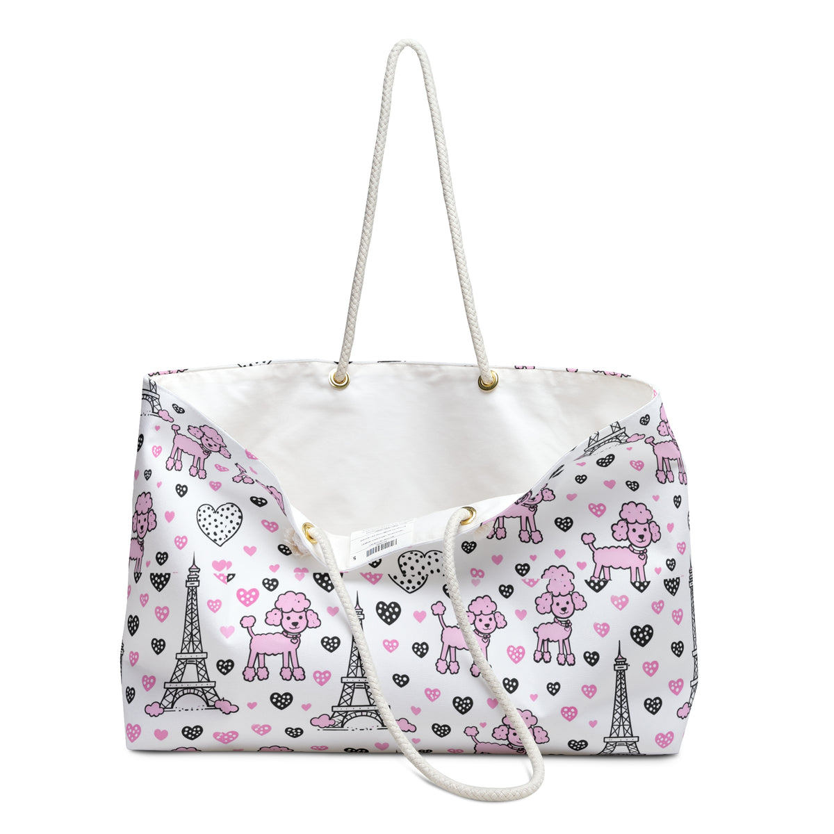 Paris Poodle Weekender Bag — Cute Pink Eiffel Tower Travel Tote