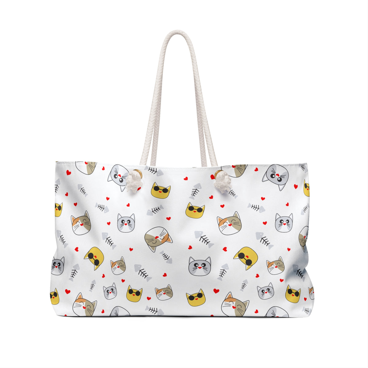 Cute Cat Faces Weekender Bag – Kawaii Kitty Travel Tote