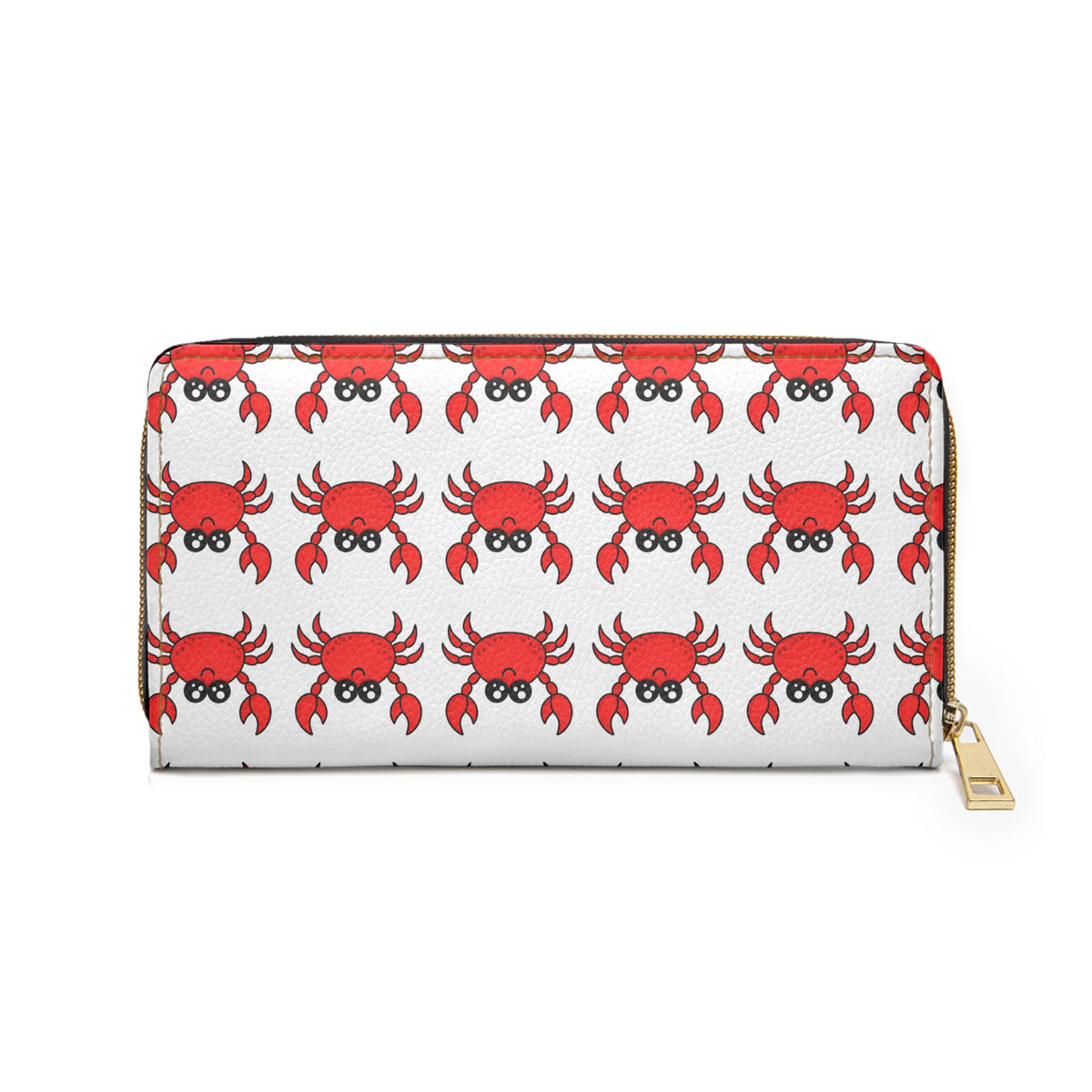 Crab Pattern Zipper Wallet — Cute Red Crab Print Wallet