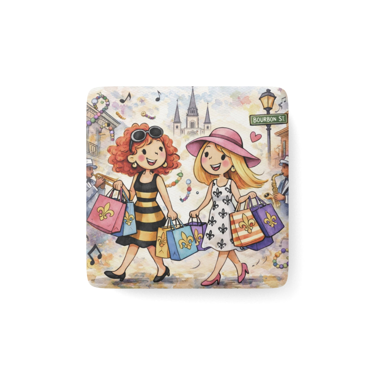 Shopping Friends Square Magnet