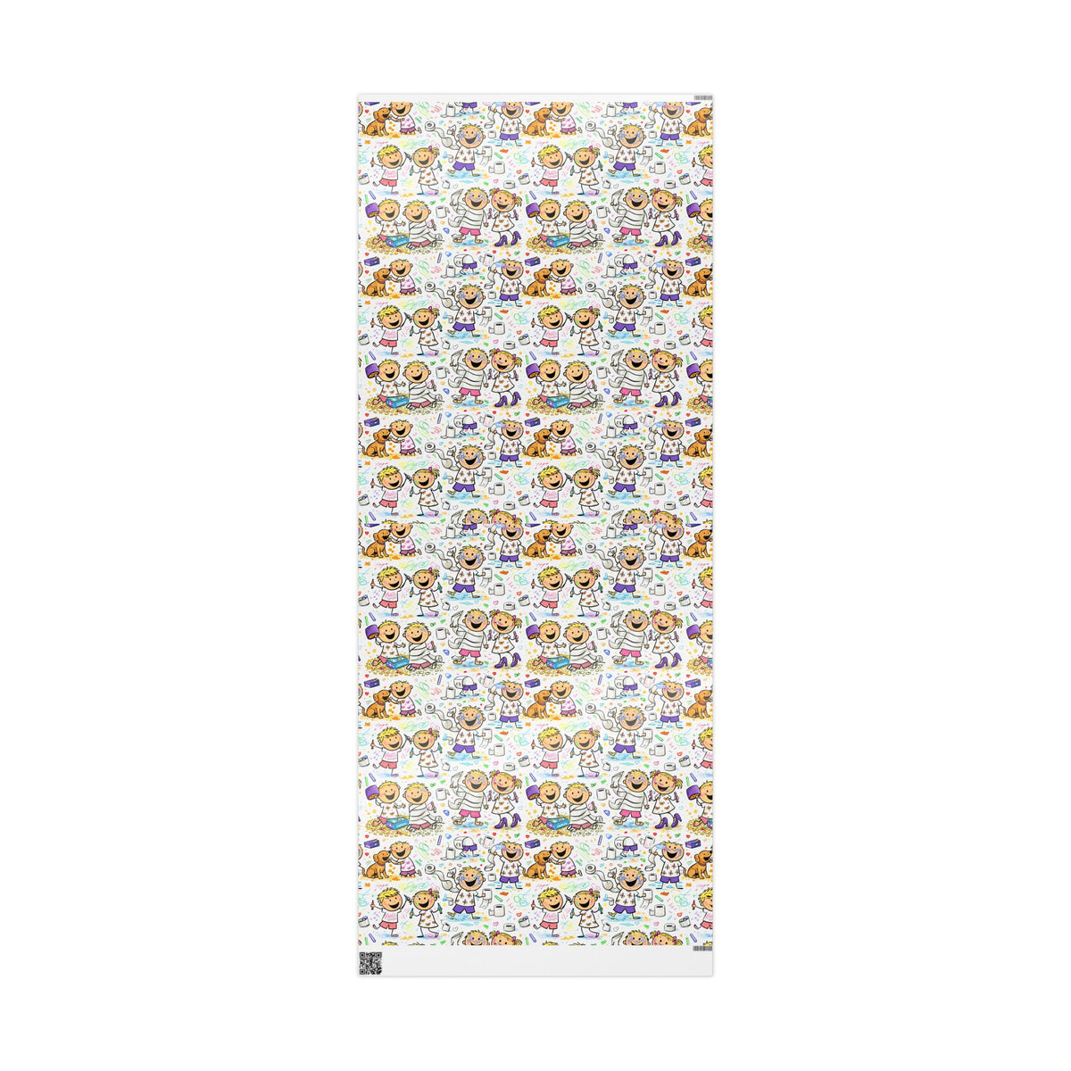 Wrapping Paper Roll — Colorful Kids Doodle Pattern, Fun Birthday & Party Gift Wrap