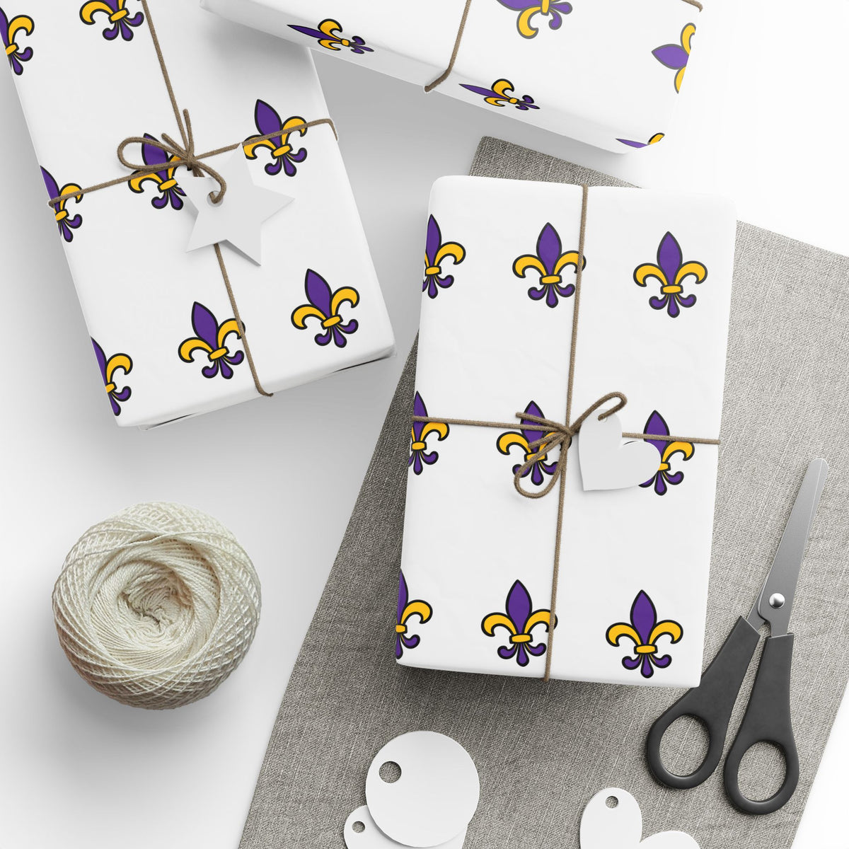 Fleur-de-lis Pattern Wrapping Paper — Purple & Gold Decorative Gift Wrap