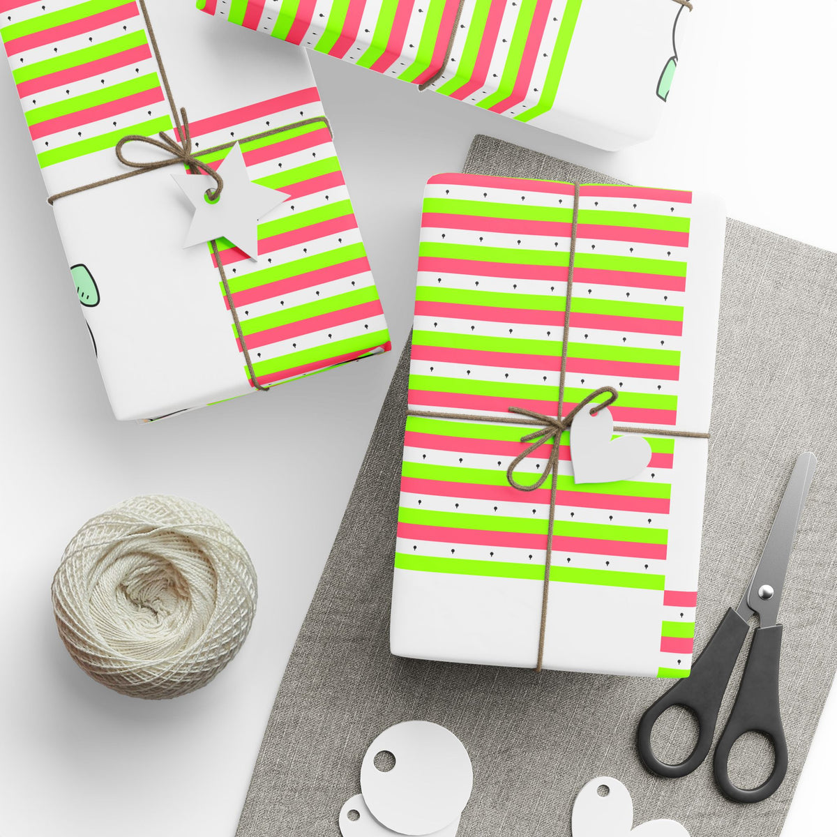 A boy and his dog summertime fun gift wrap — Playful Green and  Pink Wrapping Paper for Children's Birthdays