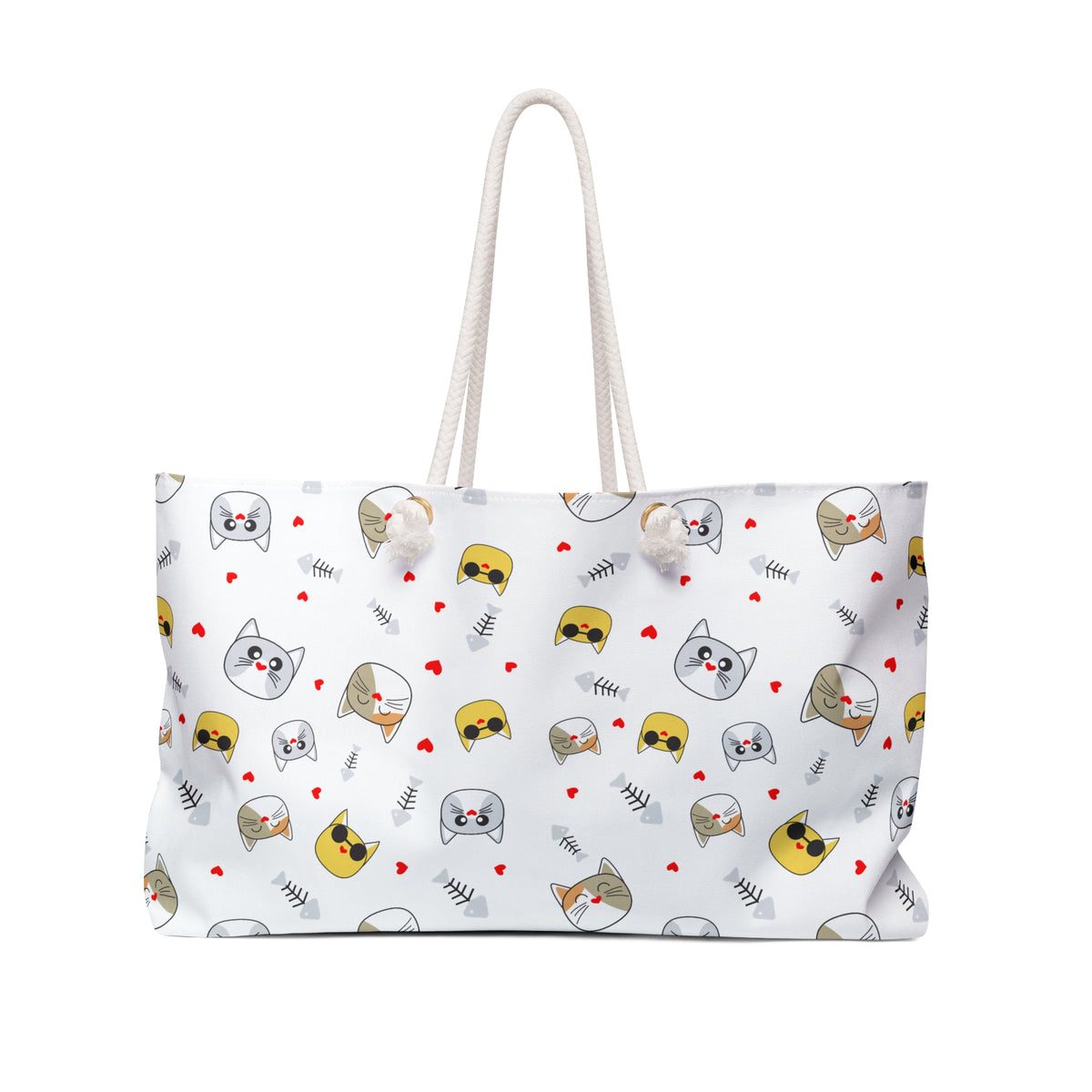 Cute Cat Faces Weekender Bag – Kawaii Kitty Travel Tote