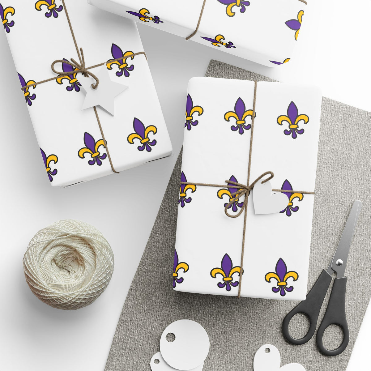 Fleur-de-lis Pattern Wrapping Paper — Purple & Gold Decorative Gift Wrap