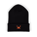 Embroidered Crab Cuffed Beanie — Cute Coastal Knit Hat