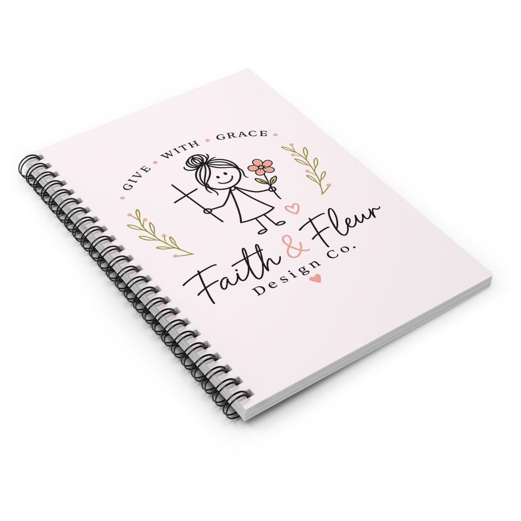 Faith & Fleur Spiral Notebook — "Give With Grace" Floral Christian Journal