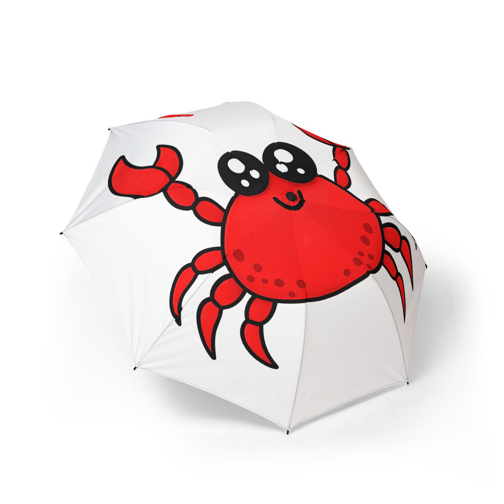 Cute Red Crab Foldable Umbrella — Compact Semi-Automatic Rain Umbrella