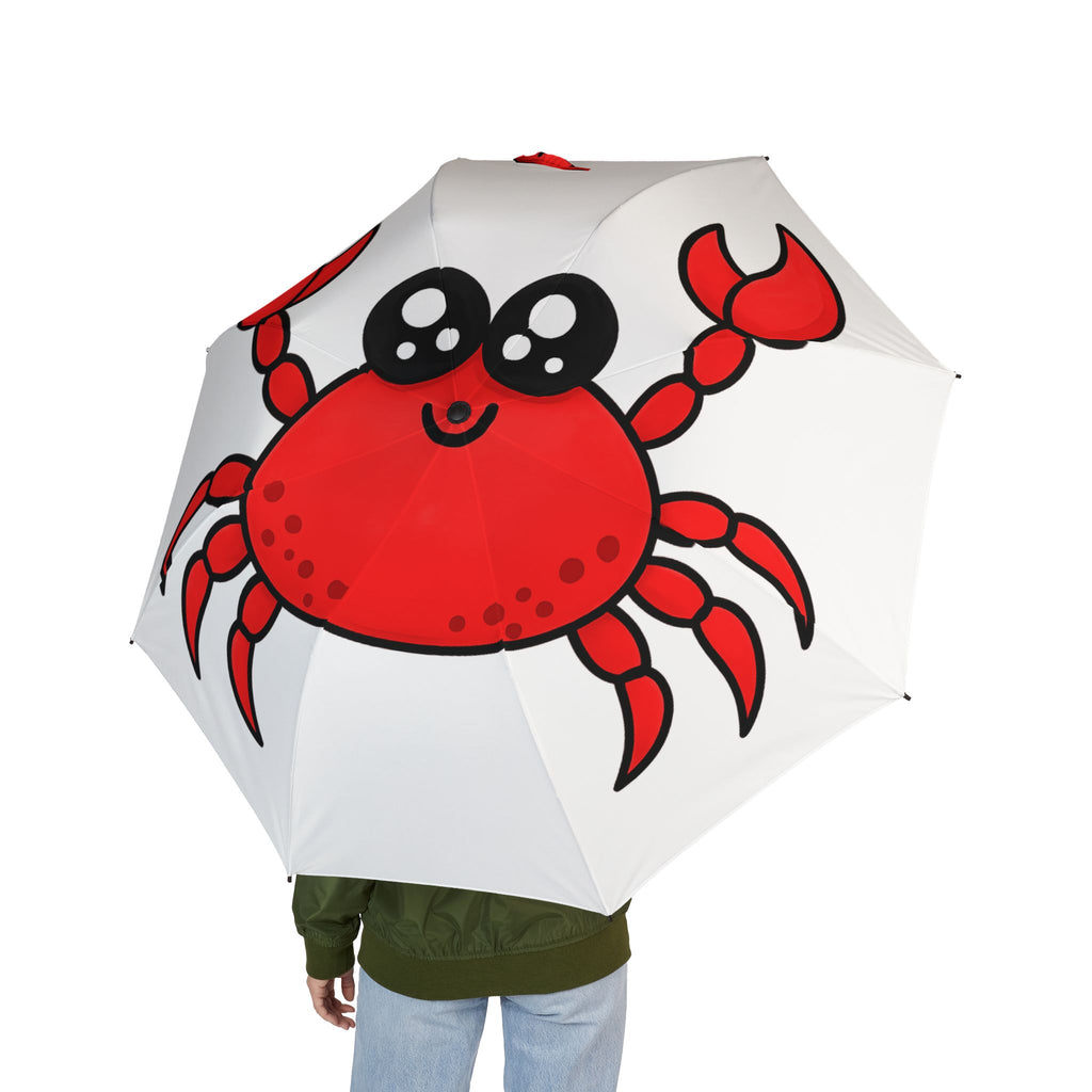 Cute Red Crab Foldable Umbrella — Compact Semi-Automatic Rain Umbrella