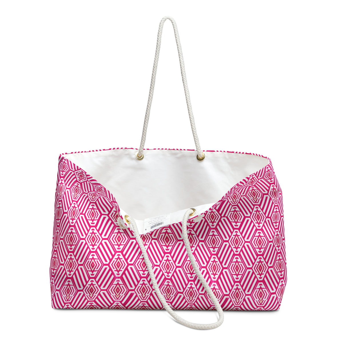 Pink Geometric Weekender Bag – Patterned Travel Tote for Beach, Weekend Getaways & Gifts