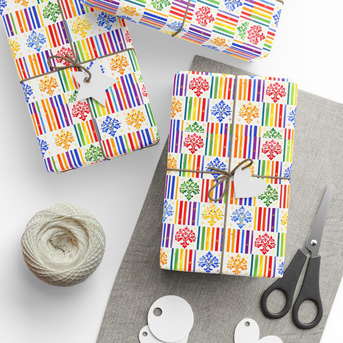 Rainbow Fleur-de-Lis Wrapping Paper — Floral Mardi Gras Gift Wrap