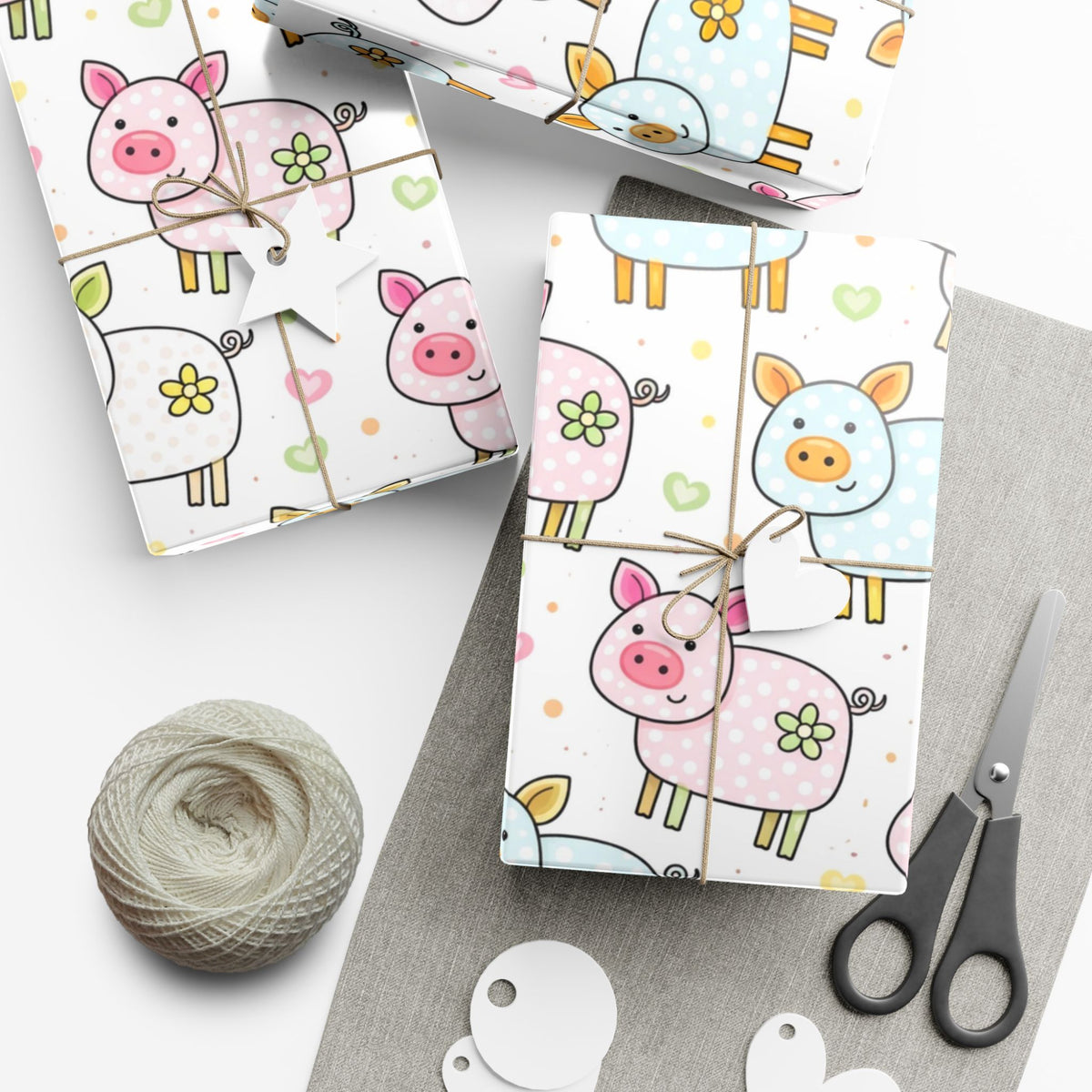 Pig Pattern Gift Wrap Paper – Cute Pastel Farm Animal Wrapping Roll