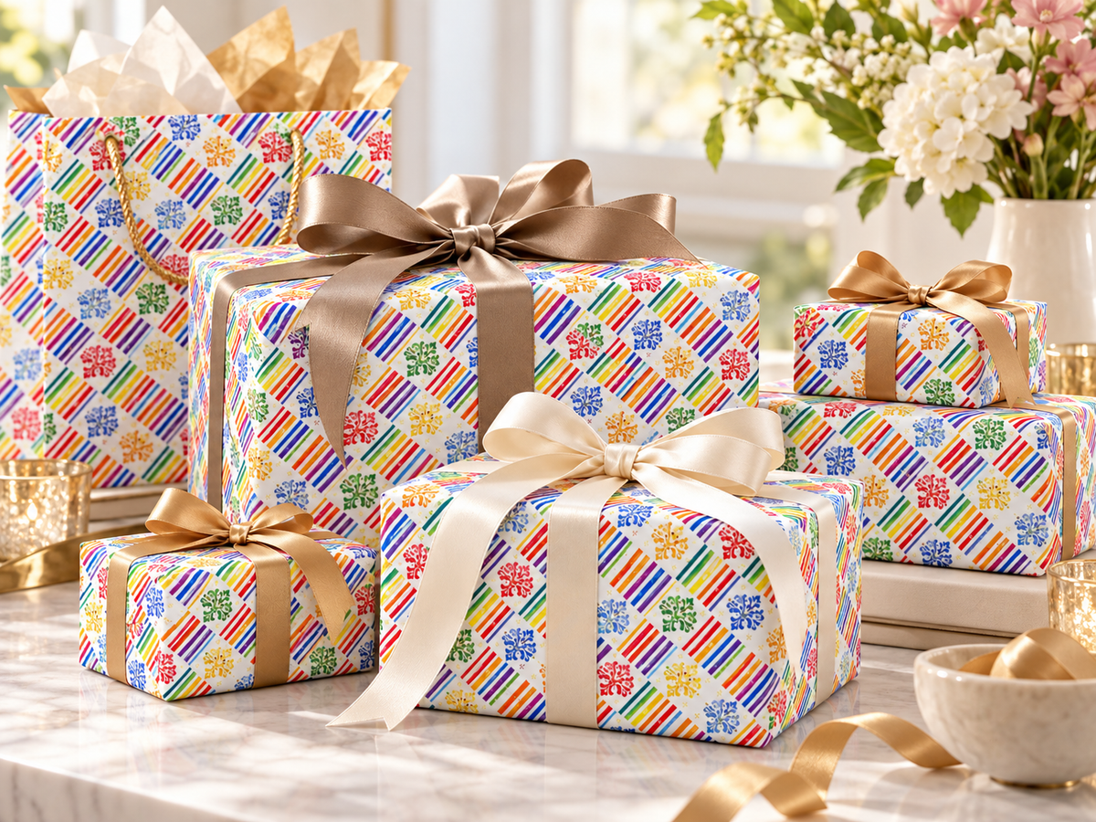 Rainbow Fleur-de-Lis Wrapping Paper