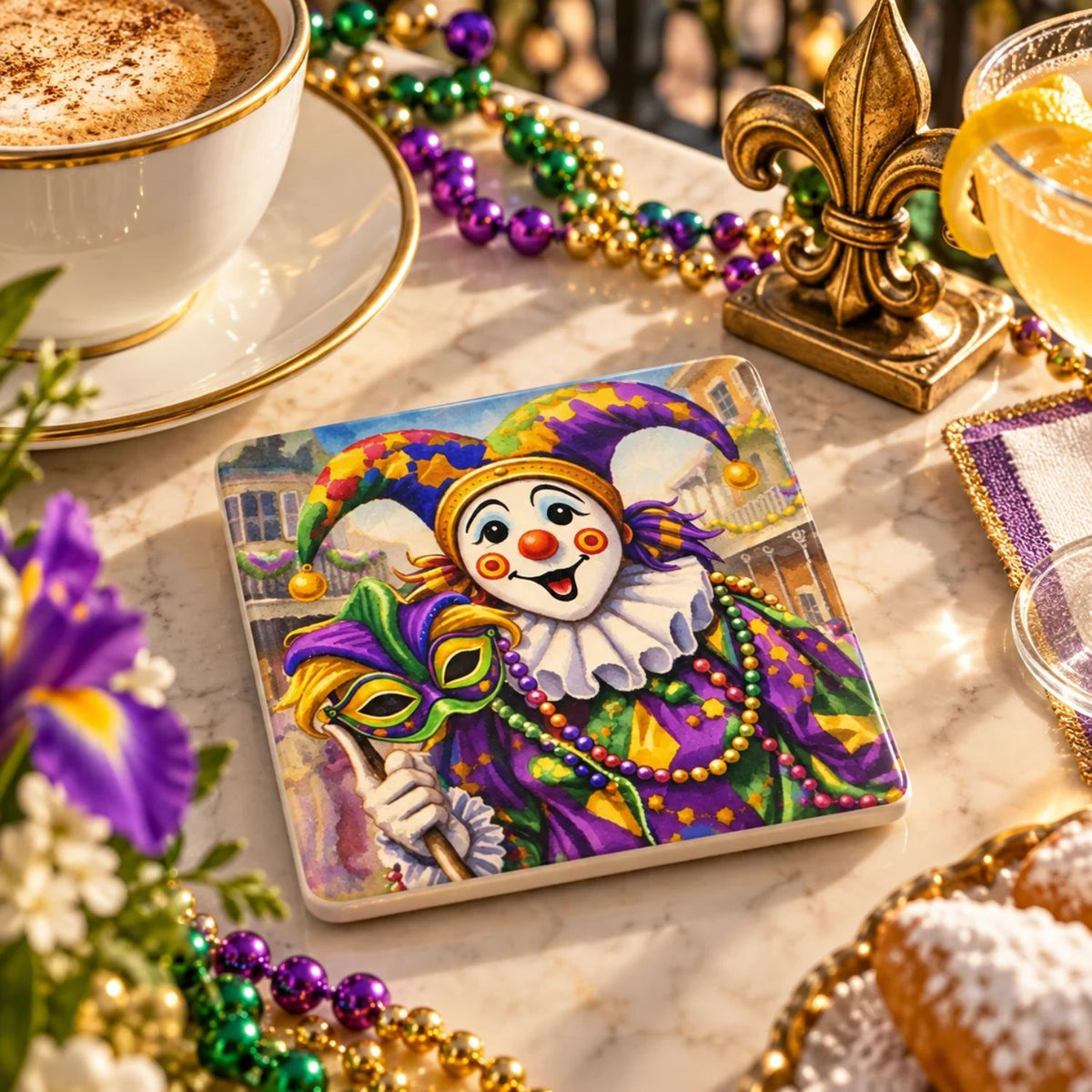 Mardi Gras Jester Coaster