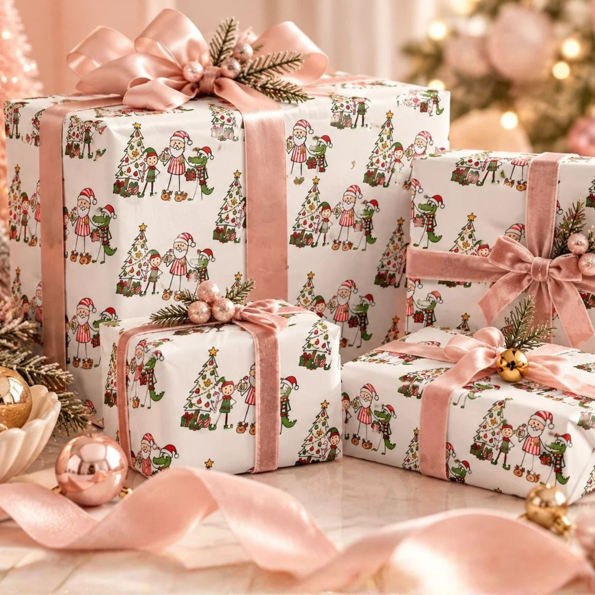 Holly-Jolly Alligator Wrapping Paper