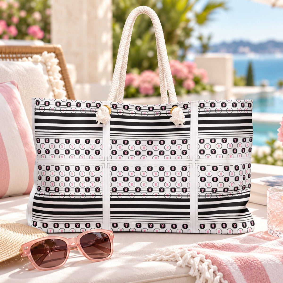 Monochrome Stripe Weekender Bag