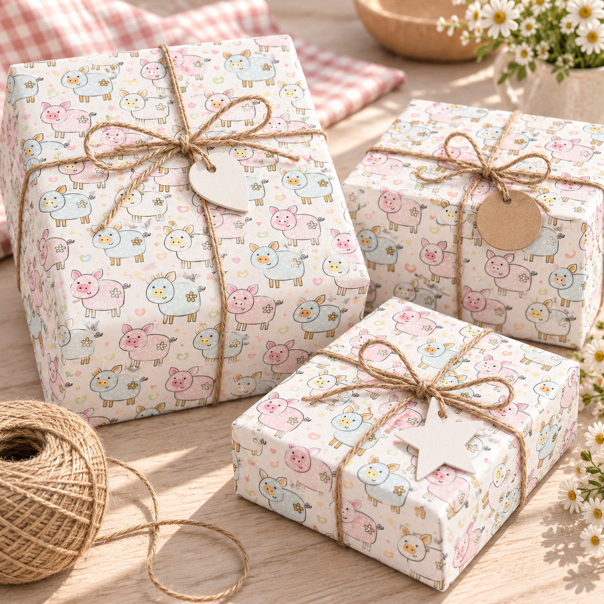 Pastel Piggy Wrapping Paper
