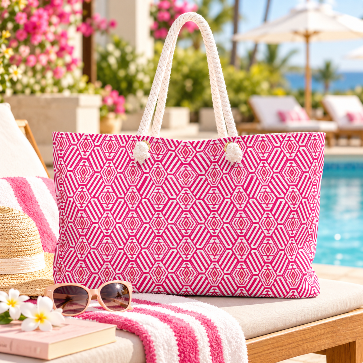 Pink Geometric Weekender Bag